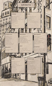 a menu for a restaurant in a city